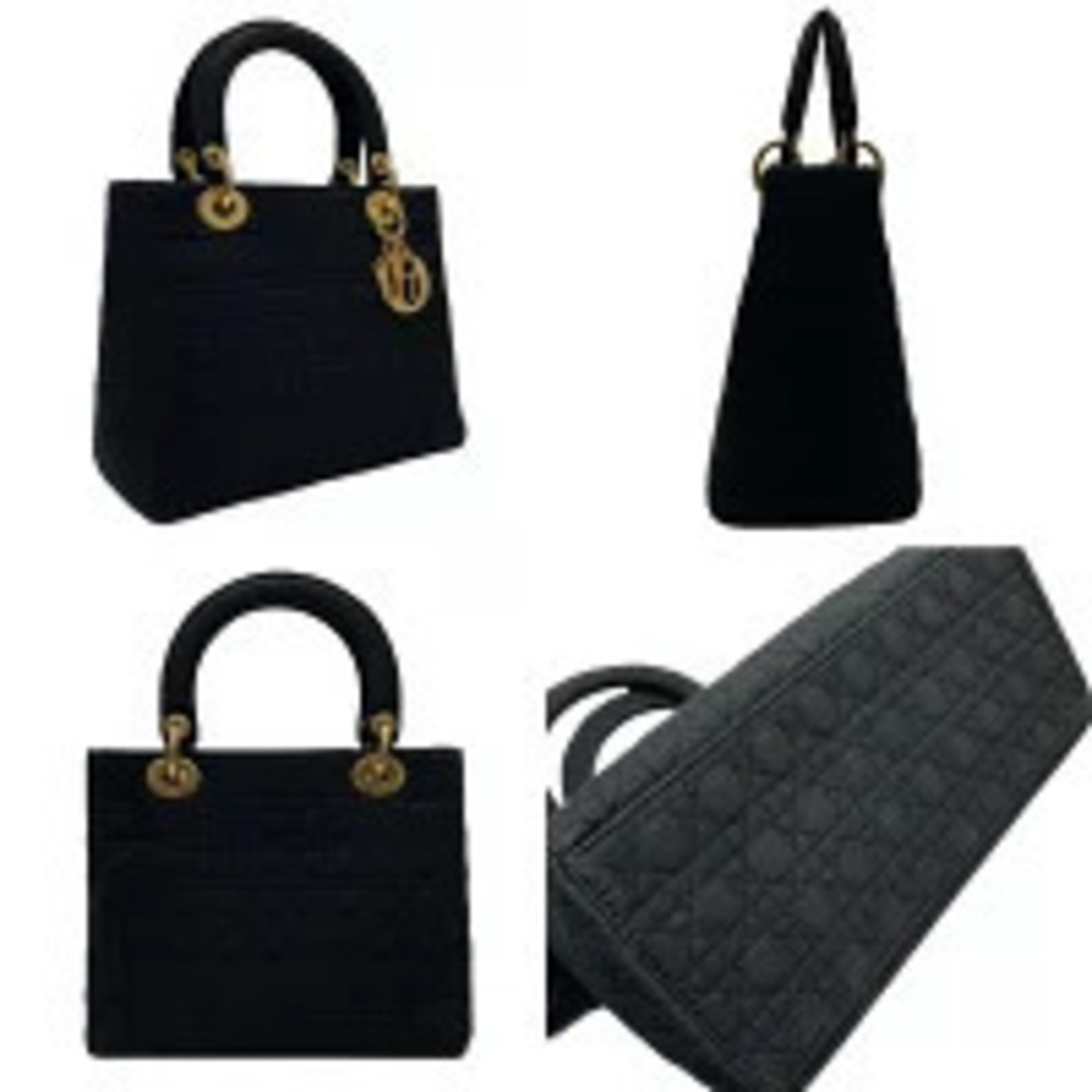 Dior Handbag Christian Lady Black Cannage